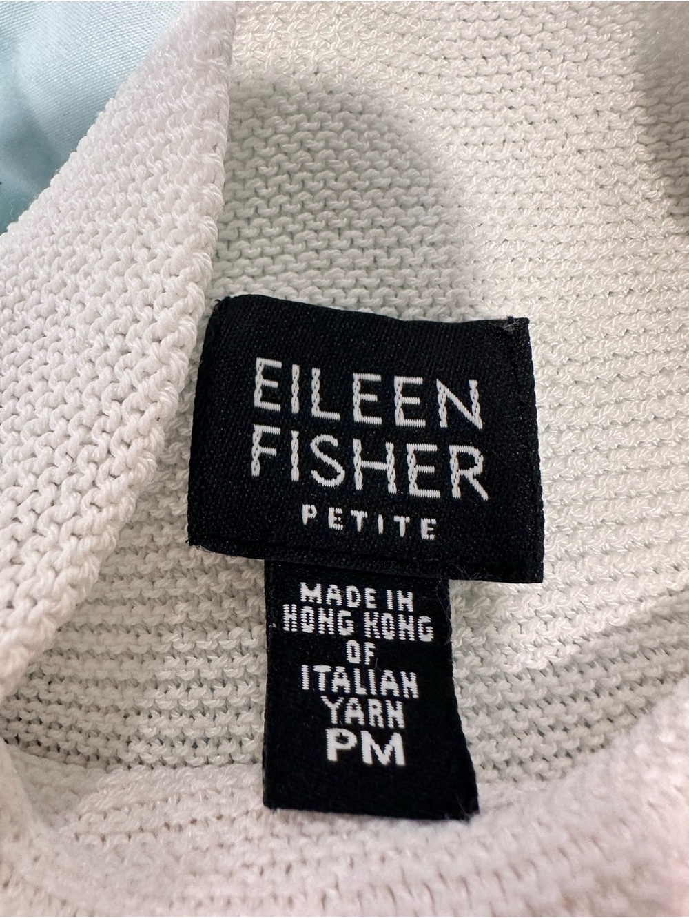 Eileen Fisher Sz: M Petite White Woven Italian Yarn 3/4 Sleeve Mock Neck Top. - Picture 10 of 11